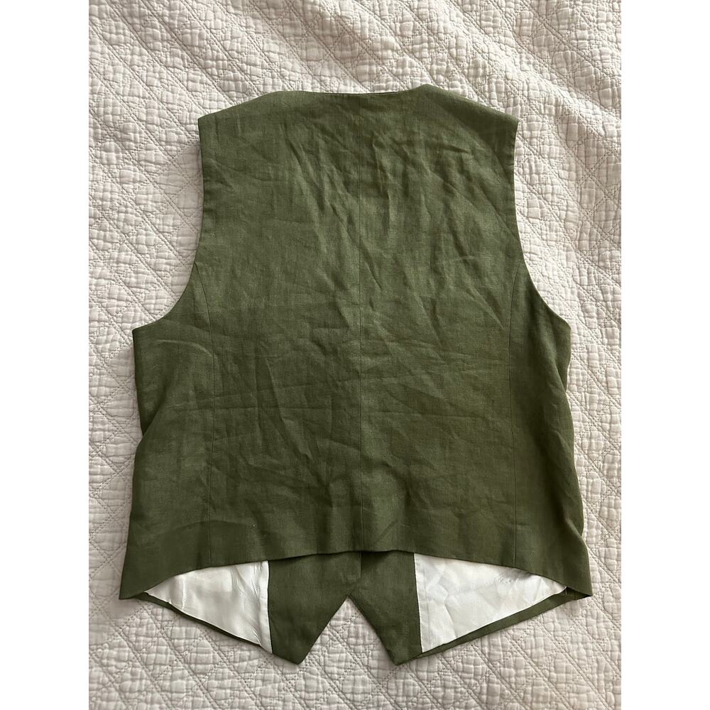 Zara Linen Viscose Lined Vest Womens Green Size Small - Picture 2 of 5